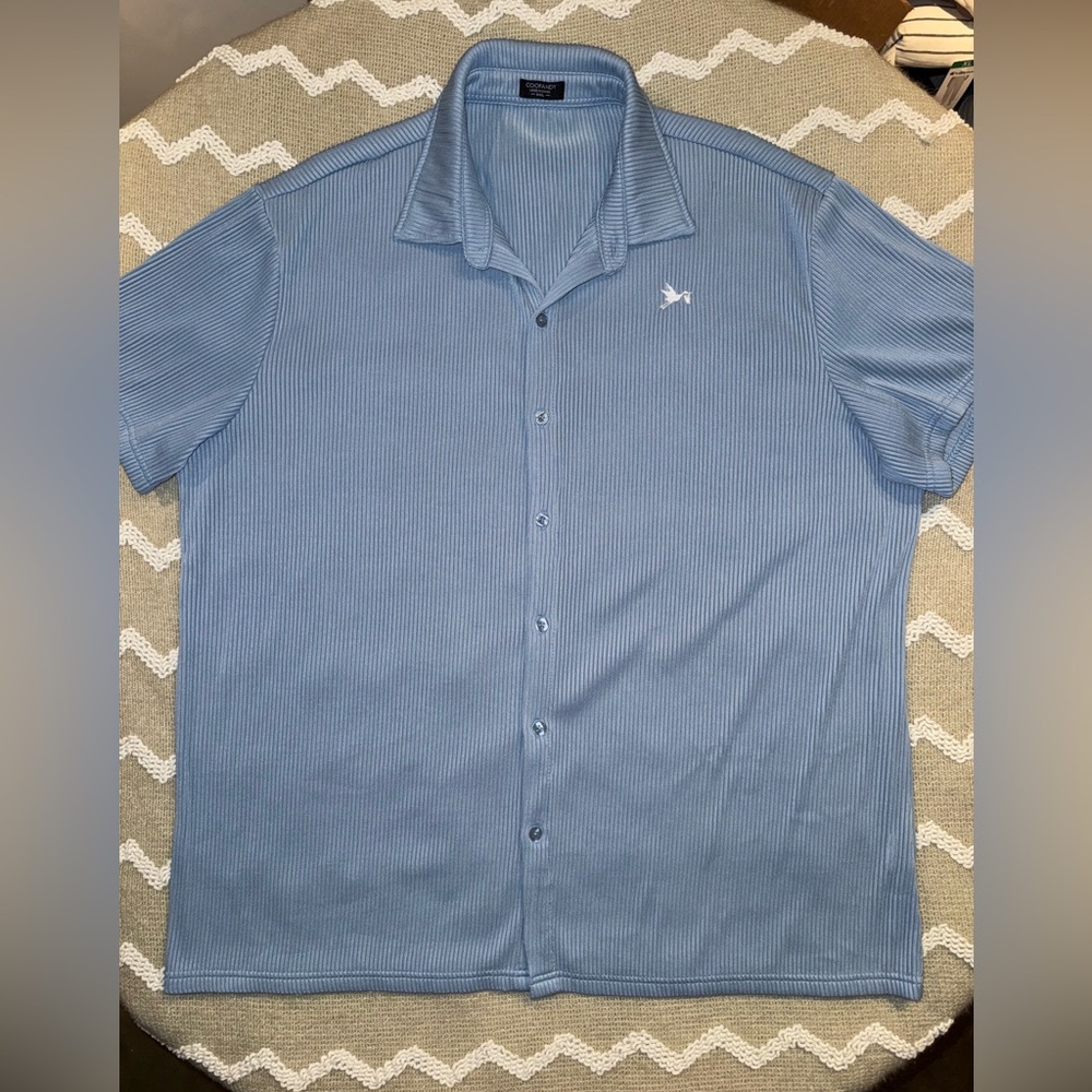 Coofandy Men's Blue Short‎ Sleeve Shirt